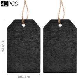 Fahibin 40 pcs Hanging Chalkboard Labels, Wood Rectangle Chalkboard,Wooden Hanging Chalkboard for Venue Decoration, Wedding Gifts, Gift Tags