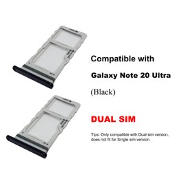 2PCS for Galaxy Note 20 Ultra Dual SIM Card Tray Replacement, Dual SIM Card Slot Holder Compatible with Galaxy Note 20 Ultra (Mystic Black)