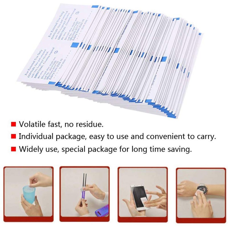 100pcs Disposable Alcohol Pads, BAITAI Cotton Swabs with 75% Alcohol