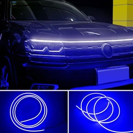 71” High Brightness Automotive Hood Gap LED Strip - Ambient Lighting Package with Unique Daytime Running Light Design, Easy Installation, 12V-Ice Blue:_Ice blue