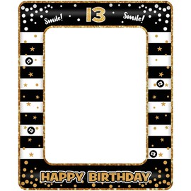 13th Birthday Photo Booth Props,Black Gold Inflatable Selfie Frame Picture Frame,Giant Inflatable Party Photo Booth Frame for Girls Boys 13th Birthday Party Decorations Supplies Men Women Favor Gift