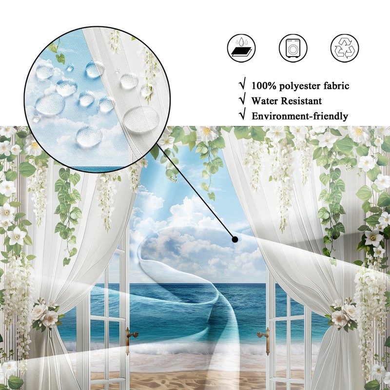 Ocean Beach Coastal Blue Sea Summer Hawaiian Bathroom Shower Curtain