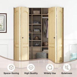 JUBEST 72" Bifold Door Hardware, Top Mounted Bi fold Door Hardware Kits, Closet Door Hardware for Inside Door, Bathroom, Cabinet, 4 Doors System (NO Doors Include)