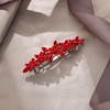 EVER FAITH Bridal Crystal Flower Hair Barrette Clip for Woman,