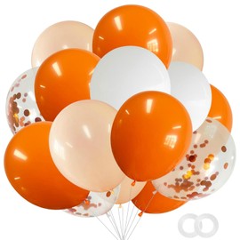 80 Pcs Orange Latex Balloons Party Decorations, 12 Inch White Matte Burnt Pastel Confetti Orange Balloons for Birthday Thanksgiving Wedding Bridal Baby Shower Graduation Bachelorette Party Supplies