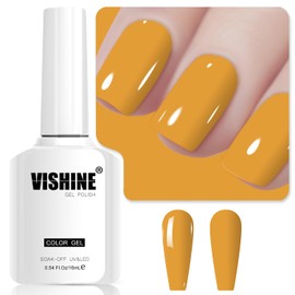 Vishine Mustard Gel Nail Polish, 1Pcs 16ml Mustard Gel Polish Yellow Color Nail Polish Gel High Gloss Soak Off U V Gel Nail French Nail Manicure Salon DIY L267