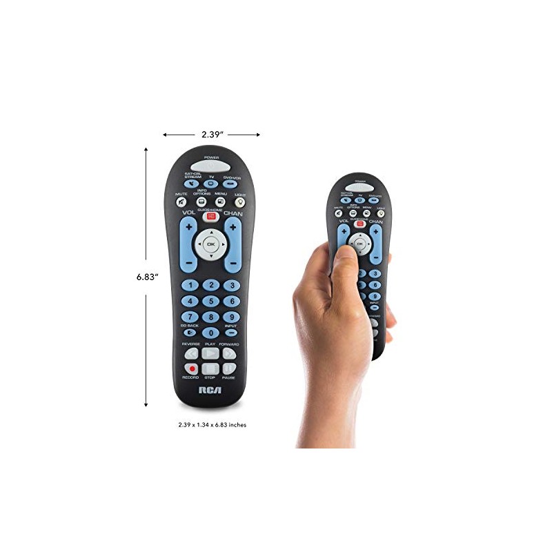 RCA RCR313BE Big Button Three-Device Universal Remote, Black