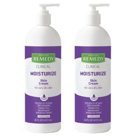 Medline Remedy Clinical Skin Cream, Vanilla Scent (16 fl oz), 2 Count, Moisturizing Face and Body Cream for All Ages, Paraben & Sulfate Free, Quick Absorbent Formula, Hypoallergenic Skin Moisturizer