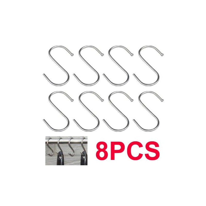 Accessotech 8 x 85mm Stainless Steel S Hooks Kitchen Meat
