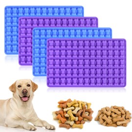 Palksky Dog Treat Molds Silicone, 4Pcs 65 Cavities Mini Bone Mold for Baking and Freezing