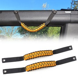 sukemichi for Bronco Grab Handles, Paracord Roll Bar Grab Handles for 2021 2022 2023 2024 Ford Bronco Accessories 4 Door 2 Door, Cyber Orange, 2 Pack
