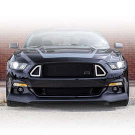 PIT66 Front Hood Upper Grille Grill Compatible with Ford Mustang 2015-2017 All Models with White DRL LED Light