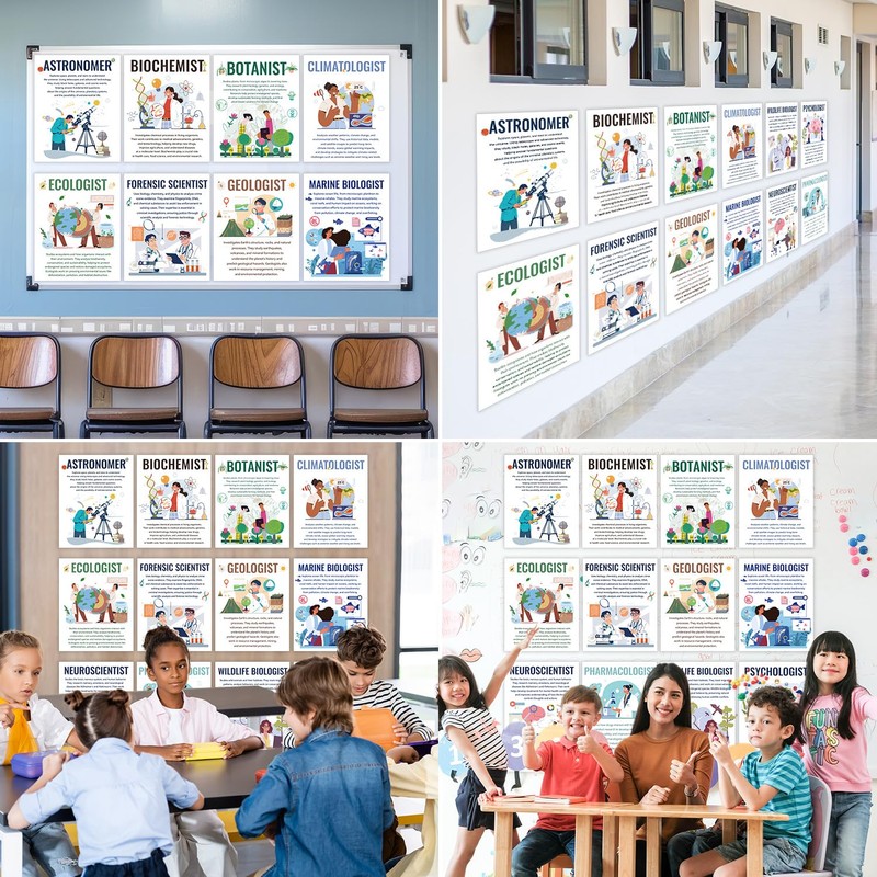 Aposwow Science Classroom Decor Posters - 12Pcs Science Career Posters