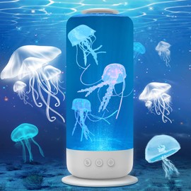 LINHONGFU Jellyfish Lamp, LED Jellyfish Aquarium Lamp, 7 Color Changing Setting Night Light, Jellyfish Tank Mood Light Decorations for Home Office, Christmas Gifts for Kids Adults, White