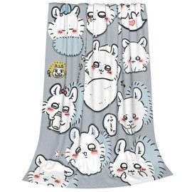 Chiikawa Blanket, Flannel Soft Fluffy Blanket, Single, Dust Mite Resistant, Antibacterial, Odor Resistant, Lightweight Throw Blanket, Stylish, Large, Washable, Cooling Protection, Cold Protection,