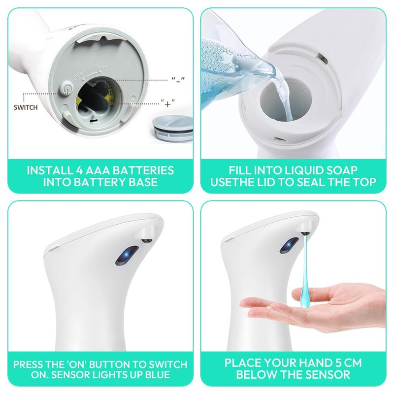 White Automatic Soap Dispenser, 200 ml, Electric Soap Dispenser, No