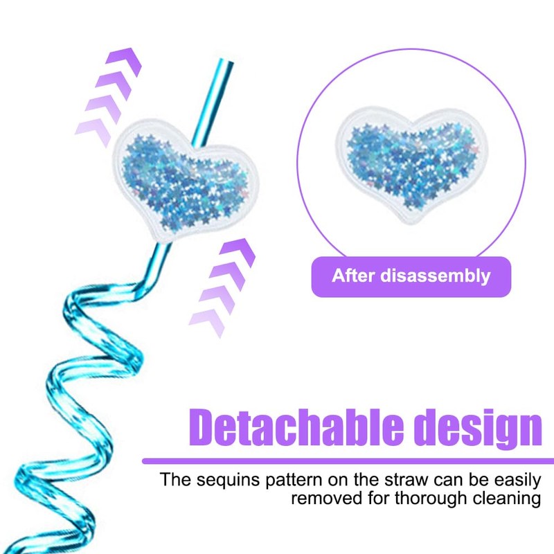 Colourful Straw, Reusable, Pack of 24 Glittering Spiral Straws with