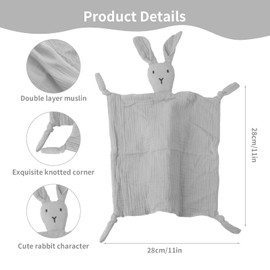 ORUZA Baby Comforters Rabbit Blanket for Infant Toddler Newborn Boys and Girls (Grey)