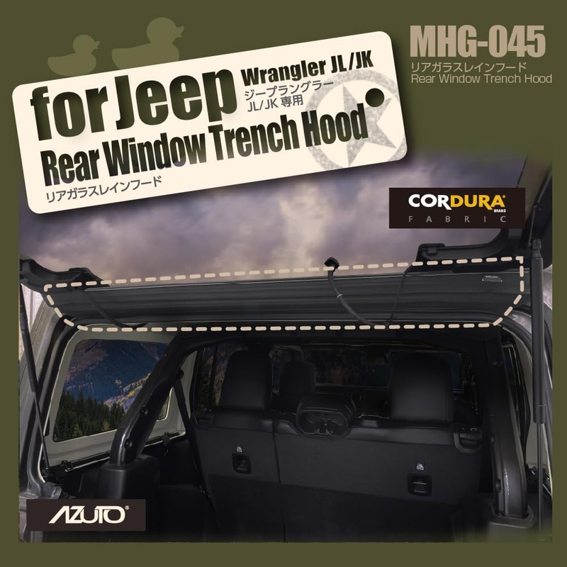 AZUTO Rear Window Trench Hood　for Jeep Wrangler JL 2018-2024 Wrangler