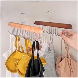 Homewares Wooden Tie and Belt Hanger, 2pcs Tie Rack Hanging Organizer for Men Neck Tie Closet Accessory Women Tank Top Scarves Bras and Camisoles