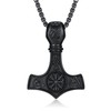 KoyeKei Viking Black Thors Hammer Necklace for Men 925 Sterling