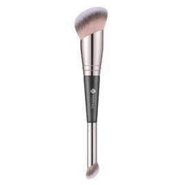 TEOYALL Dual-Ended Foundation Under Eye Concealer Brush, Curved Angled Contour Synthetic Bristles for Liquid Cream Powder