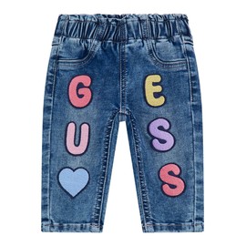 GUESS Baby Stretch Denim Pants, Little Girl Letters Wash