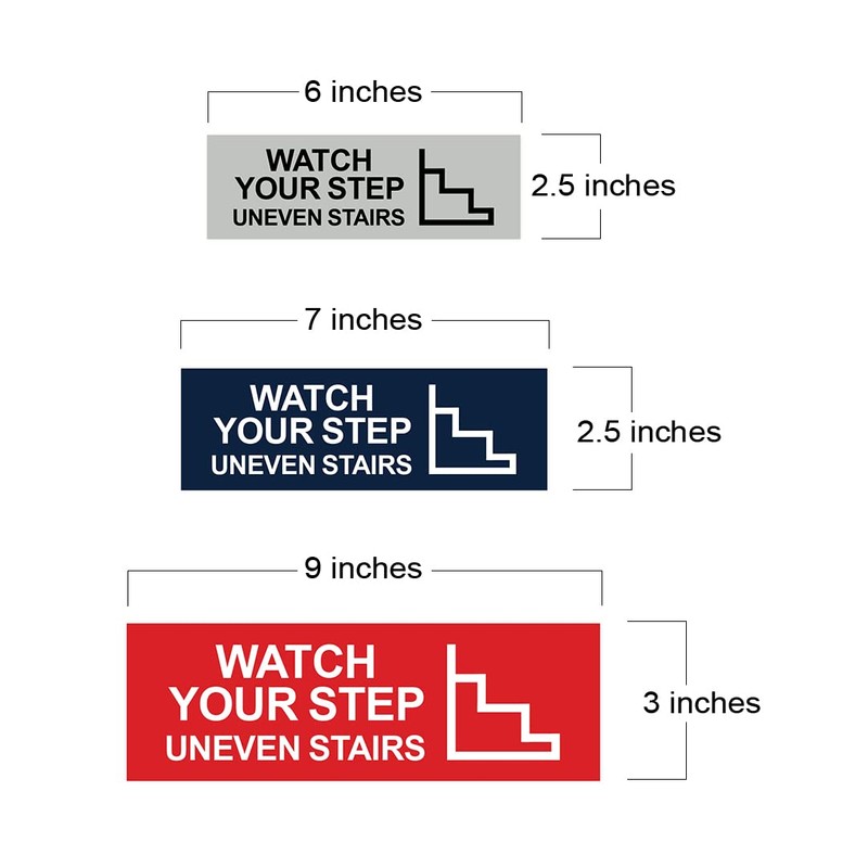Basic Watch Your Step Uneven Stairs Sign (Brushed Silver) -