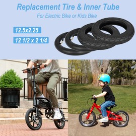 12.5x2.25 Tire and Inner Tube Set - 12 1/2 x 2 1/4 Replacement Tire and Inner Tube with Angled Valve Stem for 12 Inch Electric Bike Tire,Kid Bike,Electric Scooters Bike/Scooter Tire Tube(2 Sets)