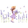 WOHAHA Wall Sticker, Stylish, Purple Lavender, Plants, Fluttering Butterflies, Girl