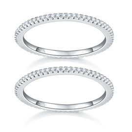 MINDDHA 2-Pack 14K Gold Plated Stacking Rings for Oura Gen 4/Oura Gen 3, Cubic Zirconia Simulated Diamond Oura Ring Stack for Women-1.5mm Band Size 9