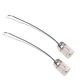 E10 Mini-Candelabra Base Ceramic Lampholder,TWDRTDD Mini Can E-10 Base Porcelain Halogen Bulb Socket With 5" Wire Leads (2-Pack,SizeC)