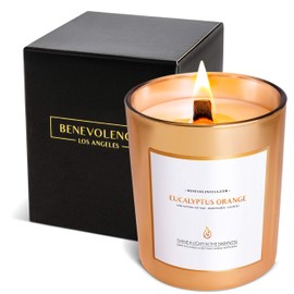 Benevolence LA Benevolence LA Eucalyptus Orange Wood Wick Candles | Soy Candles, Black Candle for Home | Gifts for Women and Men | Home Fragrance | Aromatherapy | Shelf Decor, Bathroom Freshener | 8oz, 45 Hour Burn