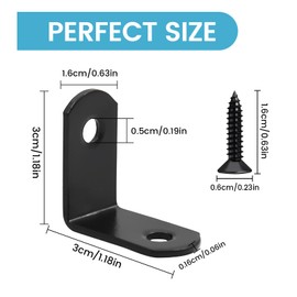 Biqing 20PCS L Brackets Corner Brace 90 Degree Metal Corner Brackets for Shelves Dressers Chairs with Screws 1.1 x 1.1 inch (30*30mm) Black