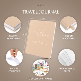 Skyline Travel Journal – Traveling Diary & Photo Journal – Vacation Essentials for Family, Men & Women – Bucket List Notebook (Sandstone Compass)