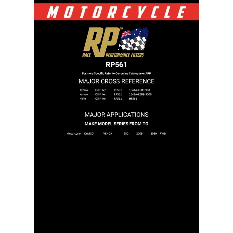 RP Filters RP561 Motorcycle Oil Filter