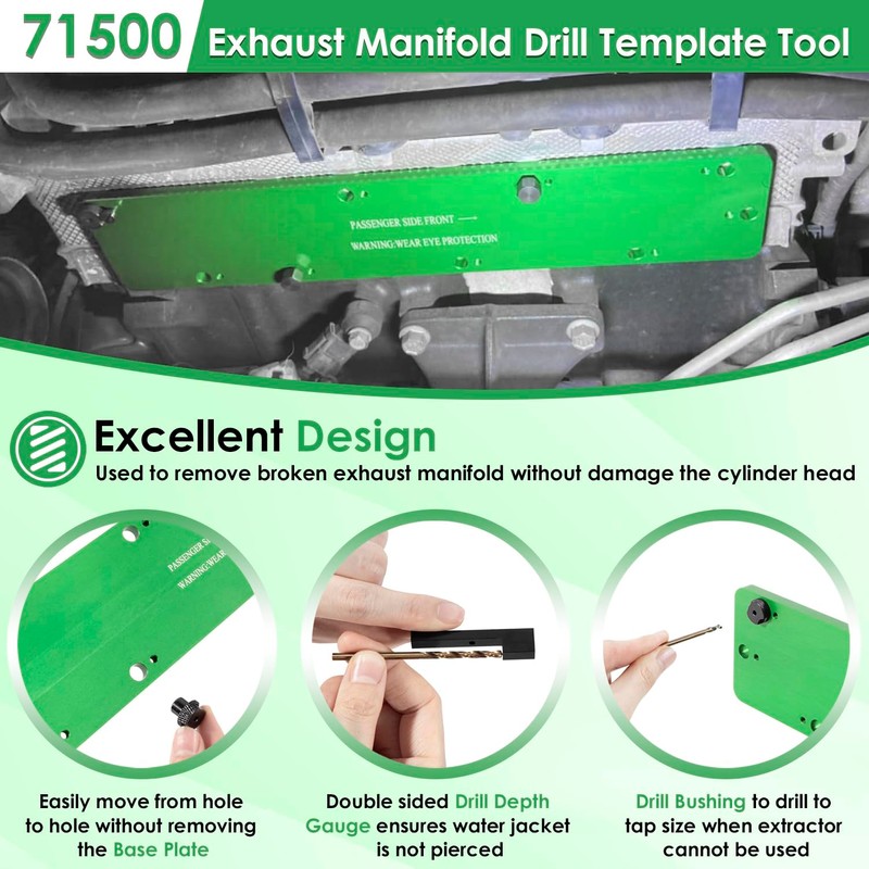 71500 Exhaust Manifold Bolt Stud Drill Template Removal Tool Set