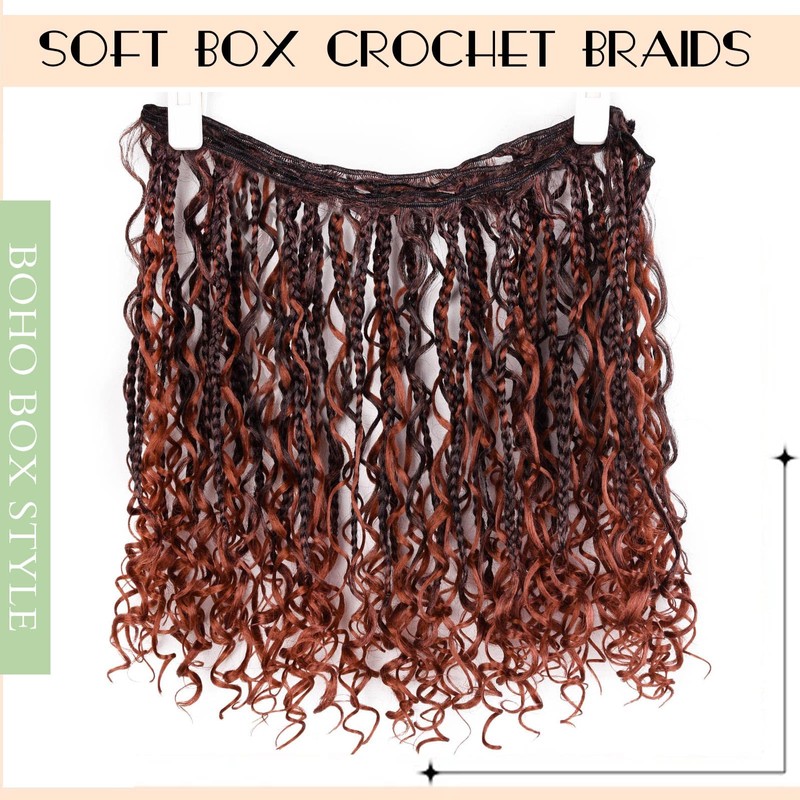 4 packs Track Braid Hair Boho Box Braids Goddess Curl
