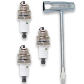 GREPSPUD 3pcs BPMR7A L7T Spark Plugs with 13 by 19 mm Chainsaw Scrench