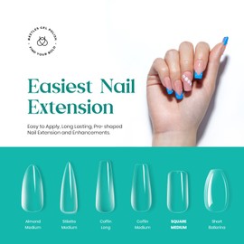 Beetles Medium Square False Nails Tips 500Pcs Fake Gel Tips Acrylic Press on Nails Clear Artificial False Nails Need Nail Glues for Acrylic Nail/Dip Powder Nails/Poly Nail Extension Gel Nail Art DIY