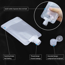 7 Piece Portable Travel Liquid Clear Plastic Empty Packaging Bag for Shampoo/Shower Gel/Hand Sanitizer