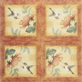 Colored Paper Cocktail Napkins, 20 Count Shabby Chic Napkins for Wedding, Dinner Tea Party Shower, Hummingbird & Flower