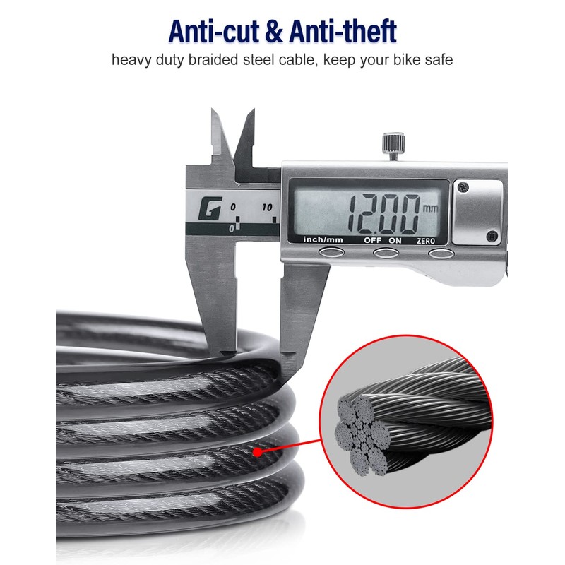 NDakter Bike Lock Cable, Scooter Lock, Bicycle Locks Heavy Duty