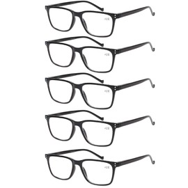 JOSCHOO 5 Pack Reading Glasses Men Women Spring Hinges Comfortable Glasses for Reading (5 Black, 4.0)