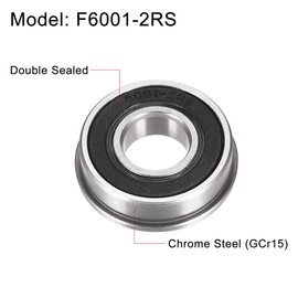 sourcing map F6001-2RS Flanged Ball Bearing 12x28x8mm Double Sealed Chrome Steel Bearings 2pcs