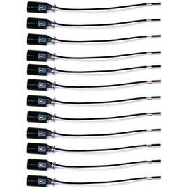 Creative Hobbies Pack of 12 - Candelabra Base Lamp Holder Light Socket, Keyless Phenolic, 6 Inch Wire Leads, for E12 Incandescent LED Light Bulbs