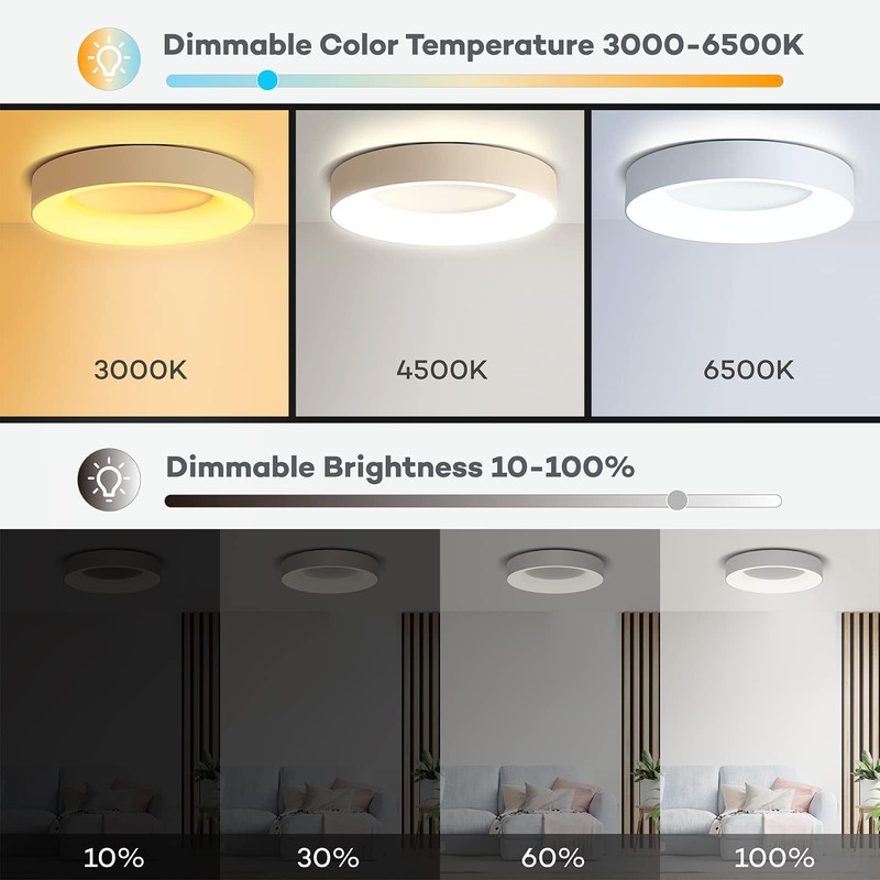 Annaror RGB LED Flush Mount Ceiling Light with Remote Control,