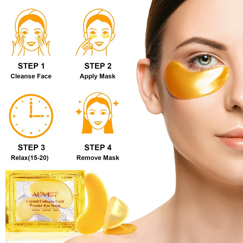 Eye Pads (25 Pairs), 24k Gold Eye Patches, Anti-Ageing Eye