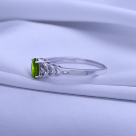 Wishrocks Oval Cut Simulated Peridot & Round Cut White Cubic Zirconia Heart Shape Engagement Ring Jewelry For women In 14K White Gold Plated Sterling Silver Ring Size-11