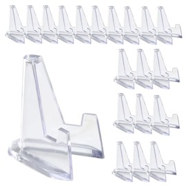PAIKIUU Mini Acrylic Easel Coin Display Stand, 20PCS Acrylic Clear Coin Stands Trading Card Display Stand Mini Card Holder for Cards Coins Medals Handicrafts Collectibles Display 1.42 inch Tall